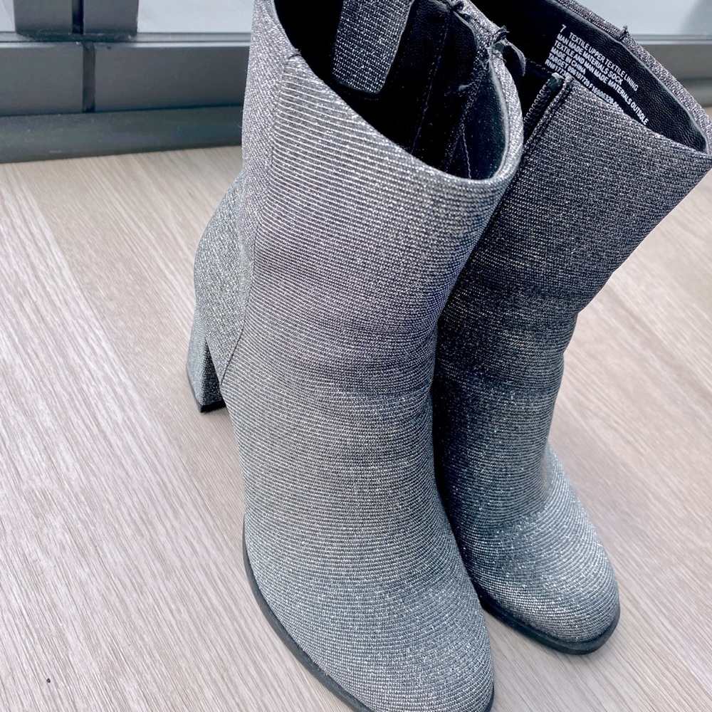 Silver, sparkly, booties.